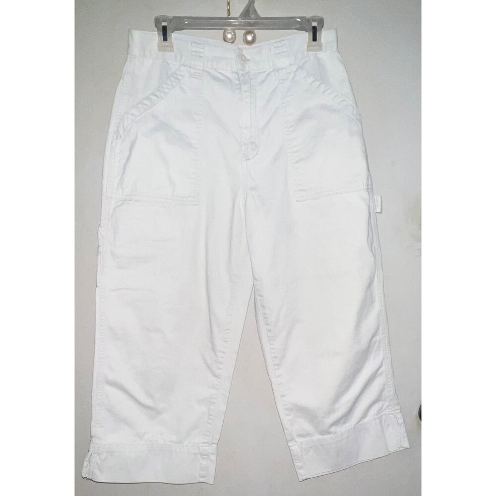 BillBlass Women's Off-white Size 8  Capri Pants Slash pockets - Picture 2 of 3